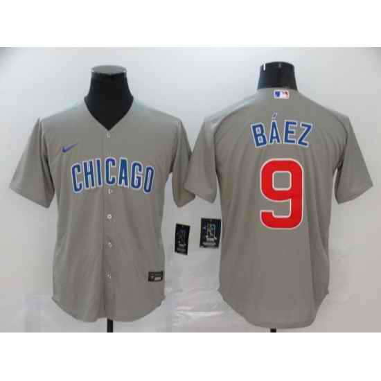 Cubs 9 Javier Baez Gray 2020 Nike Cool Base Jersey